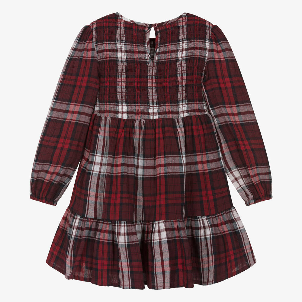 Tommy Hilfiger-Girls Red Cotton Tartan Dress | Childrensalon Outlet