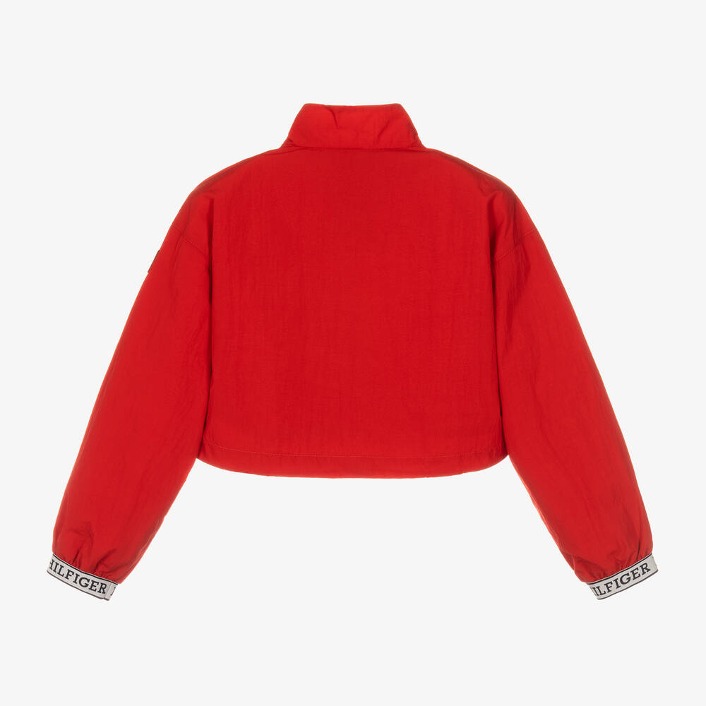 Tommy Hilfiger Girls Red Cropped Windbreaker Jacket Childrensalon Outlet