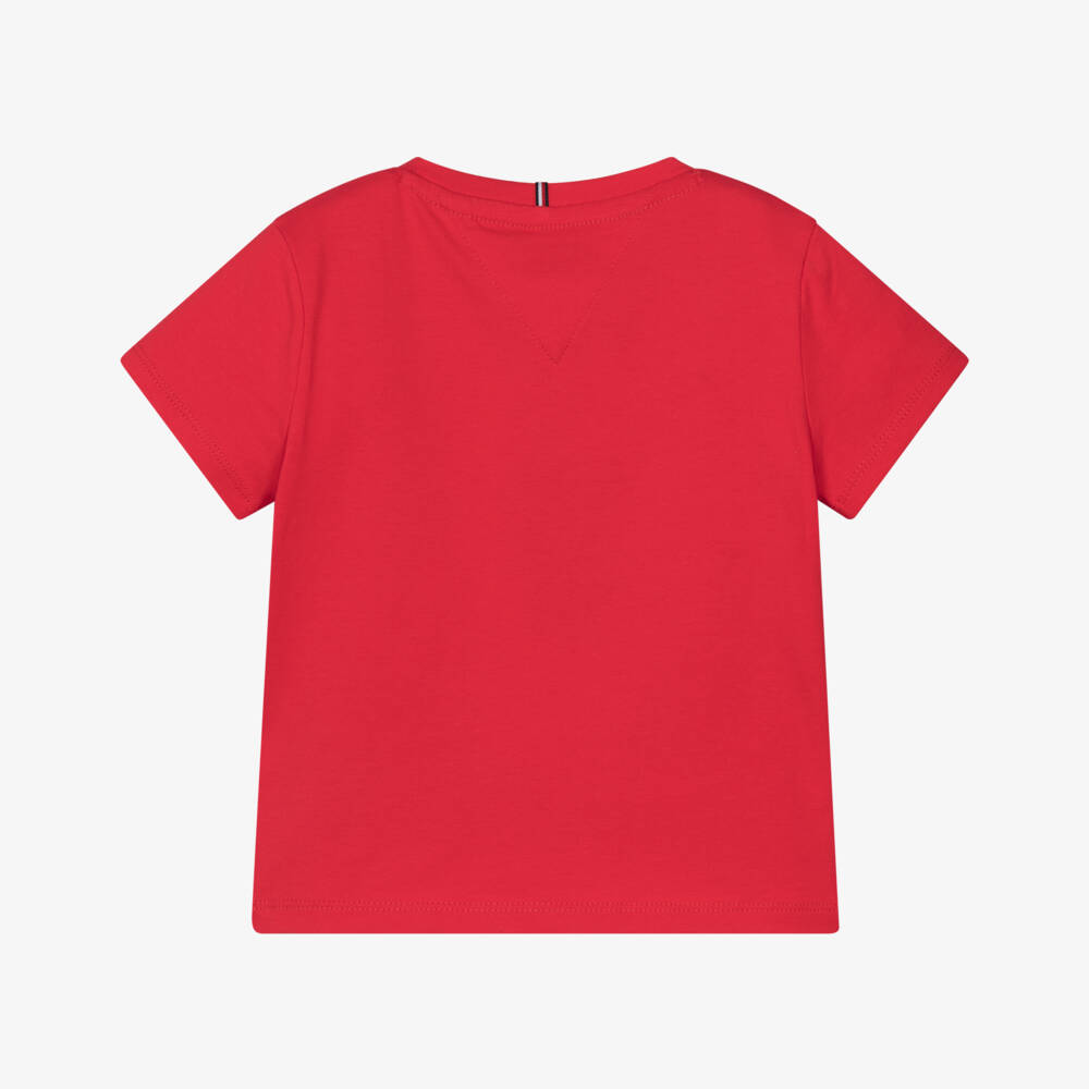 Tommy Hilfiger-Girls Red Diamanté Star Cotton Jersey T-Shirt | Childrensalon Outlet