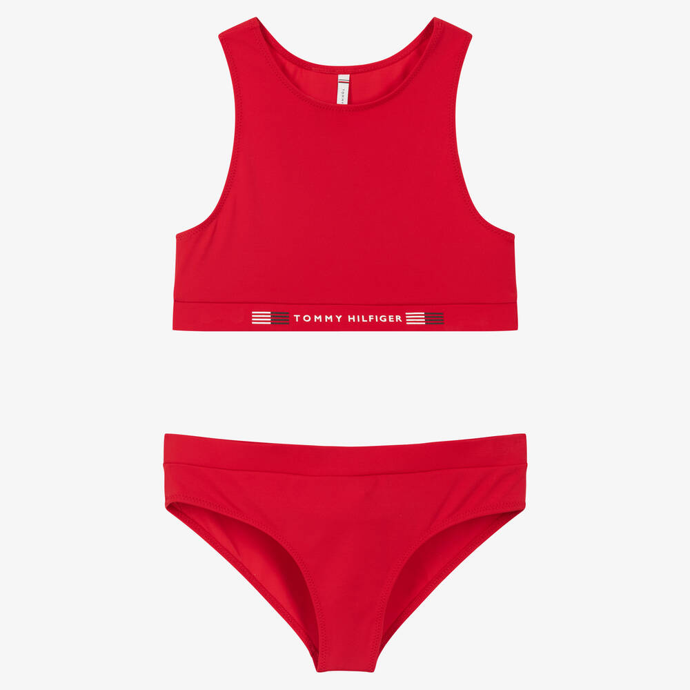 Tommy Hilfiger - Girls Red Logo Tankini | Childrensalon