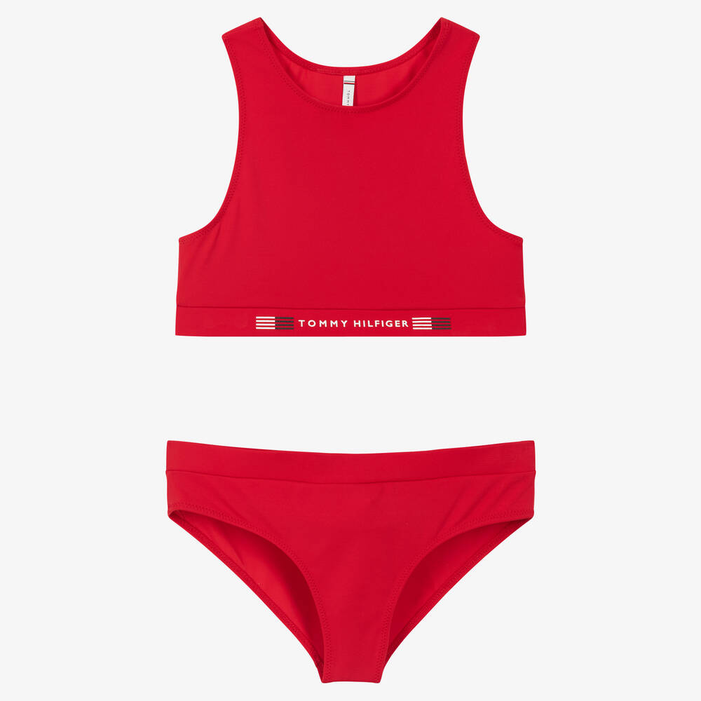 Tommy Hilfiger - Girls Red Logo Tankini  | Childrensalon