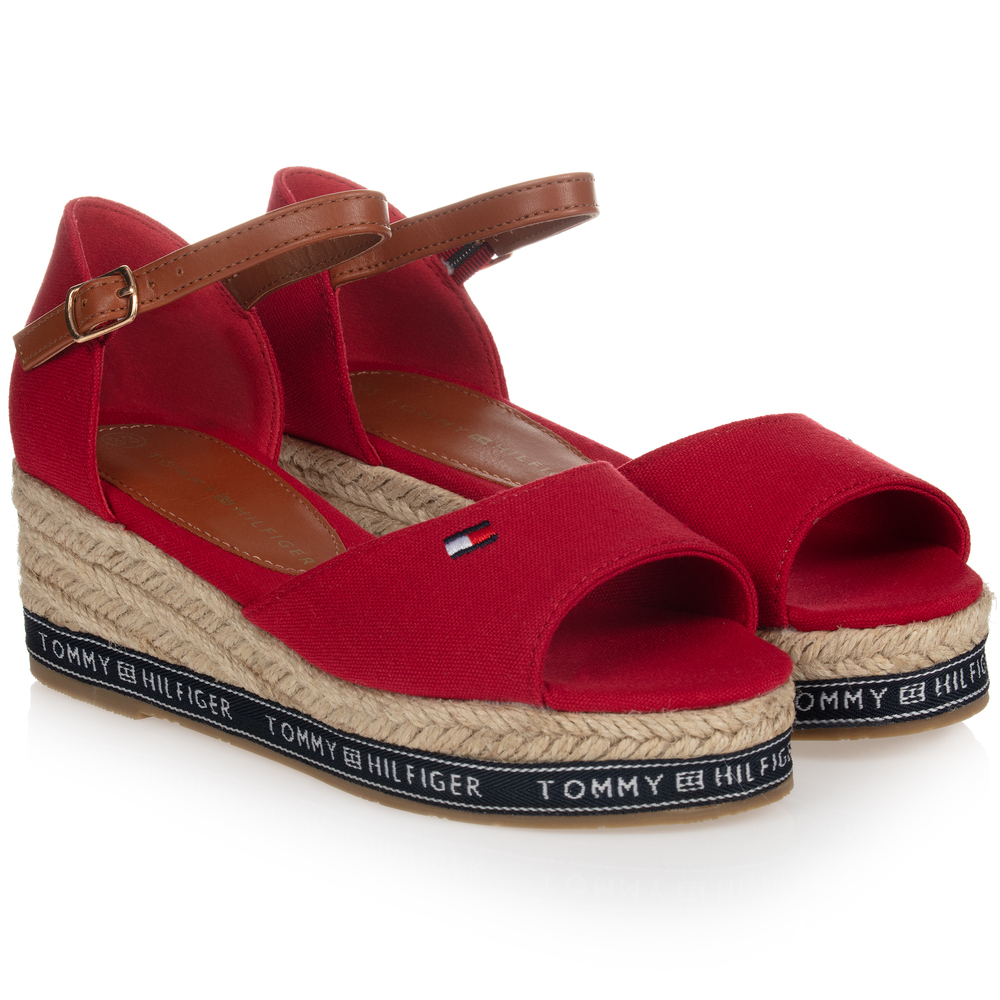Tommy Hilfiger - Girls Red Wedge Sandals | Childrensalon