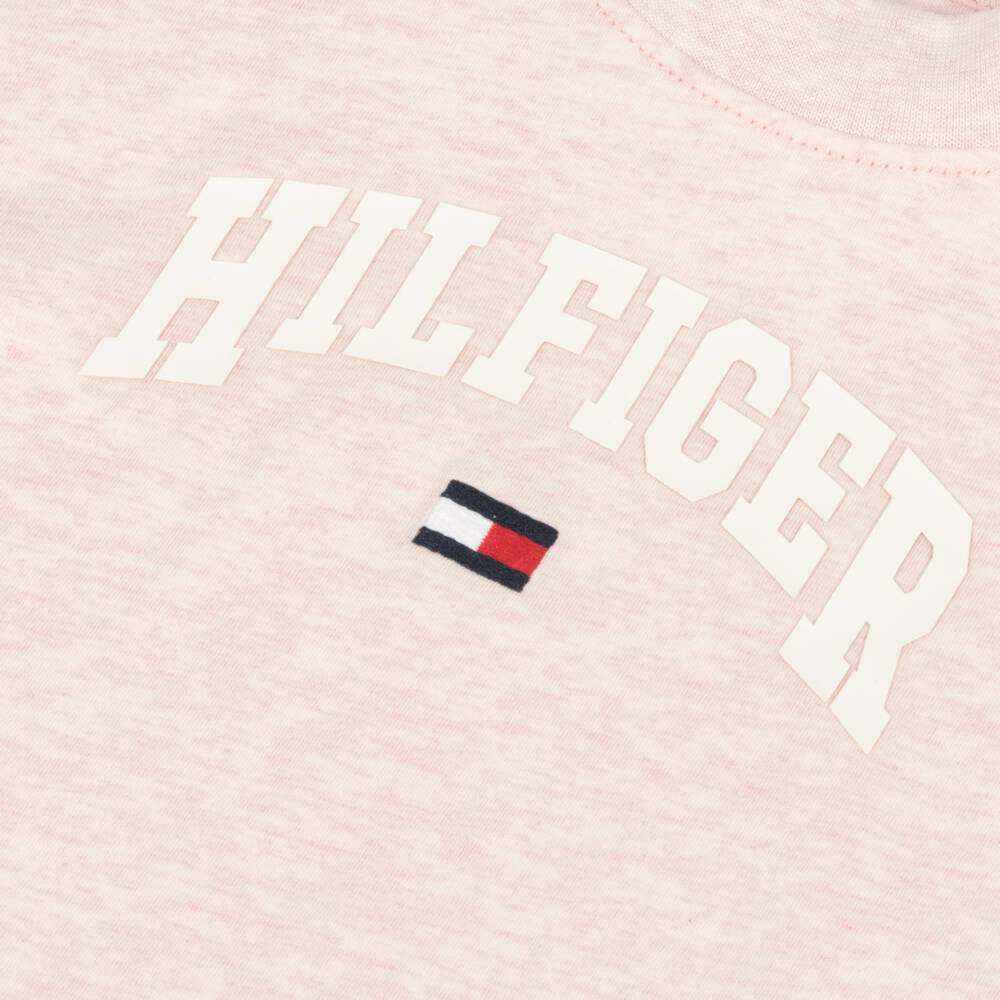 Tommy Hilfiger-Girls Rose Melange Boxy Cotton Tee | Childrensalon Outlet