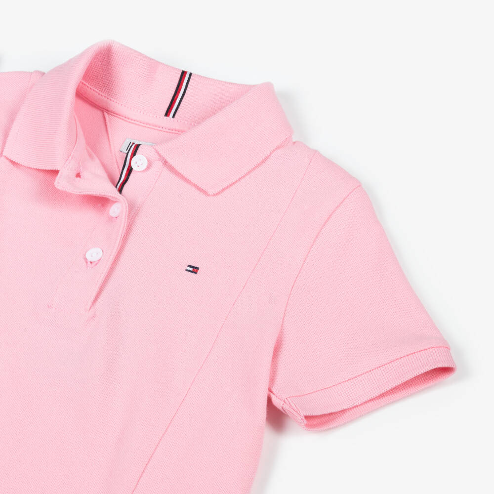 Tommy Hilfiger-فستان بولو قطني وردي للبنات | Childrensalon Outlet