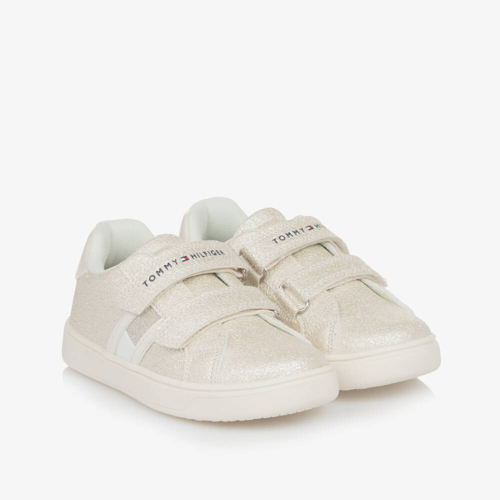 Tommy Hilfiger-حذاء رياضي ذهبي لامع للبنات | Childrensalon Outlet