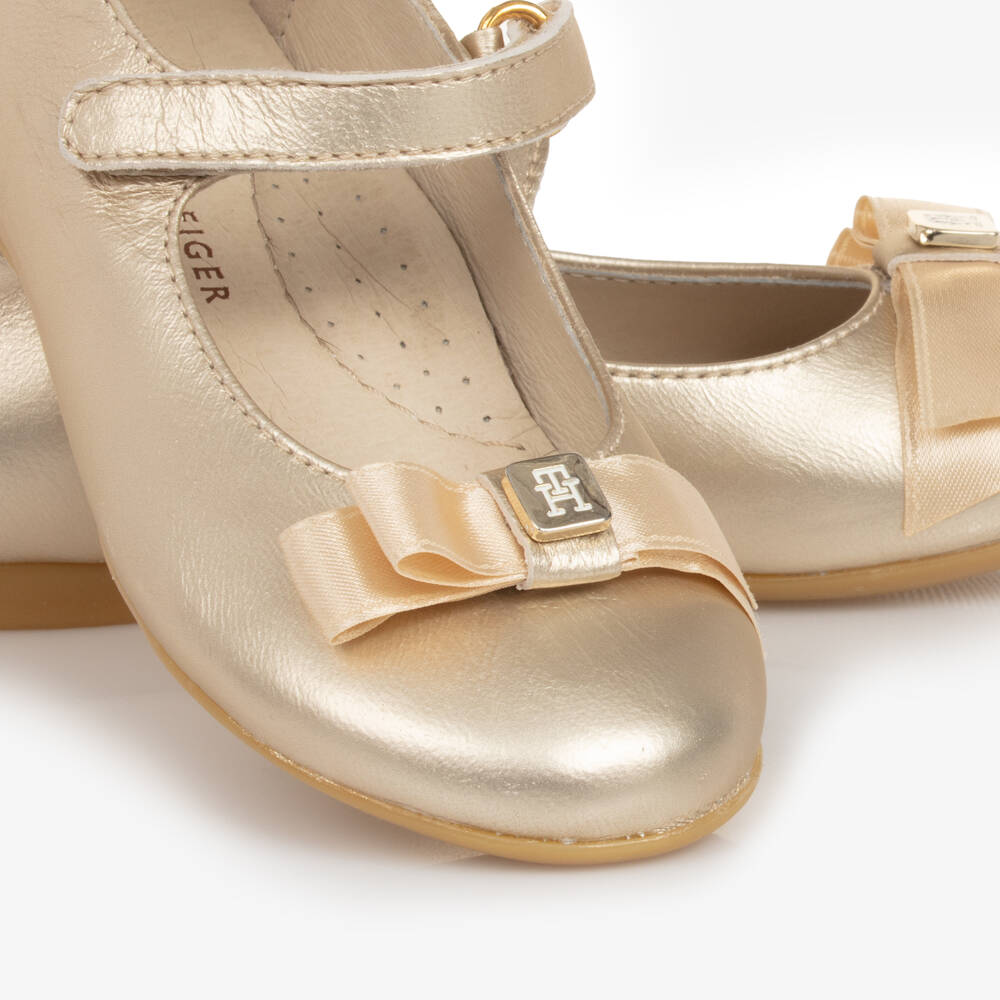 Tommy Hilfiger-Girls Shimmering Leather Bar Flats | Childrensalon Outlet