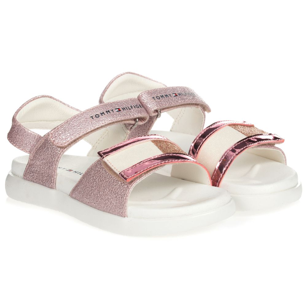Tommy Hilfiger - Girls Shimmery Pink Sandals | Childrensalon