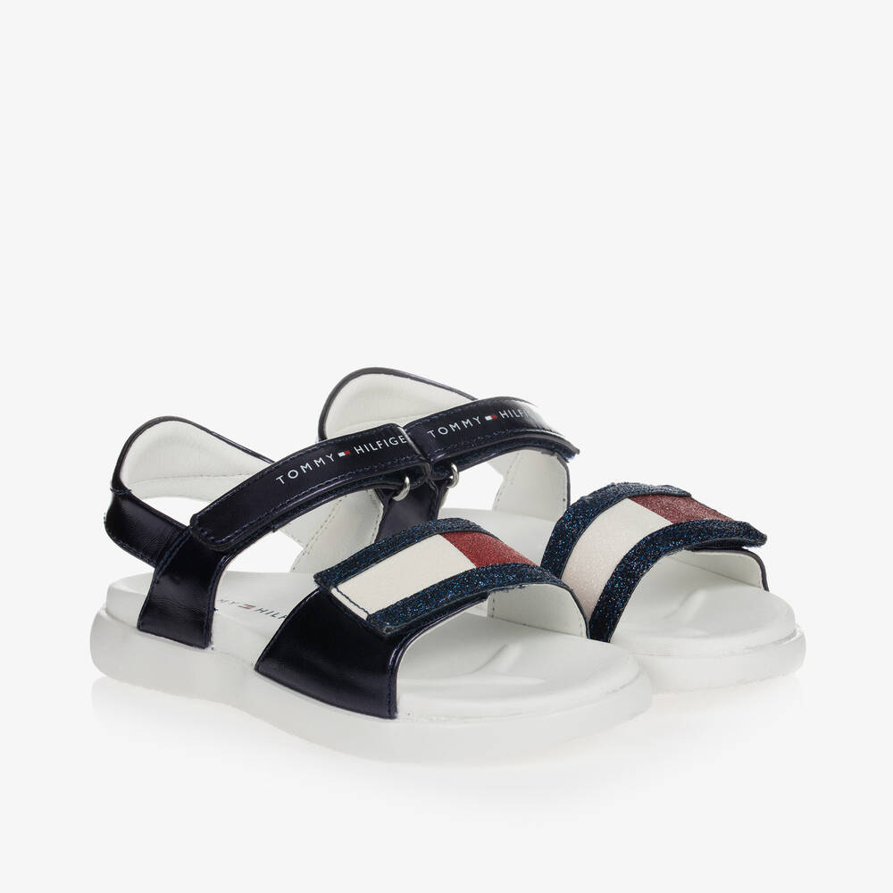 Tommy Hilfiger - Girls Shiny Blue Sandals | Childrensalon