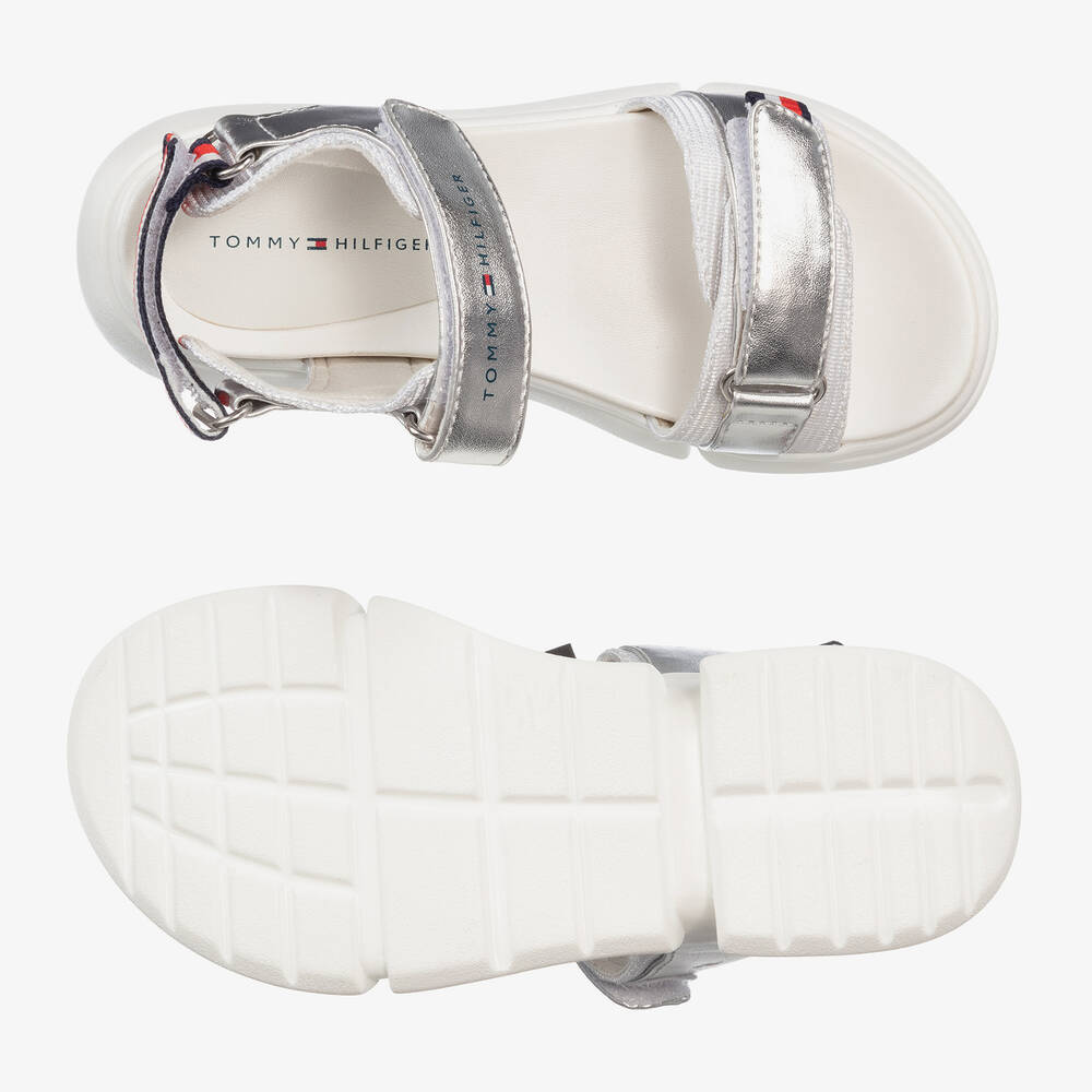Tommy Hilfiger-Girls Silver Logo Sandals | Childrensalon Outlet