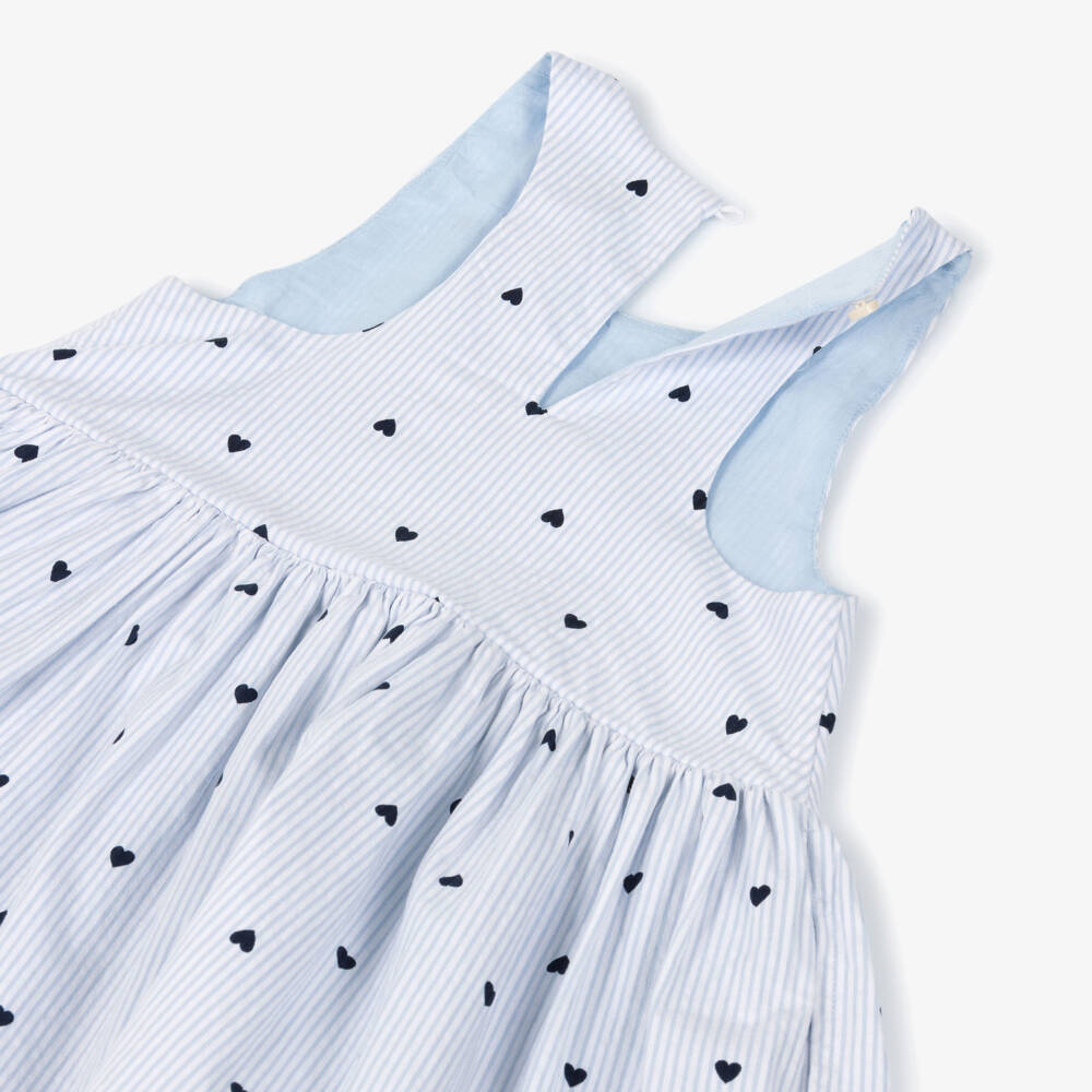 Tommy Hilfiger-Girls Sky Blue Heart-Embellished Striped Dress | Childrensalon Outlet