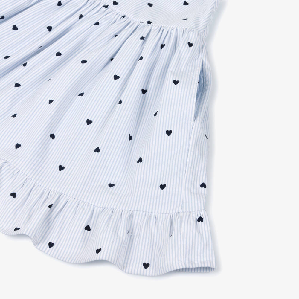 Tommy Hilfiger-Girls Sky Blue Heart-Embellished Striped Dress | Childrensalon Outlet