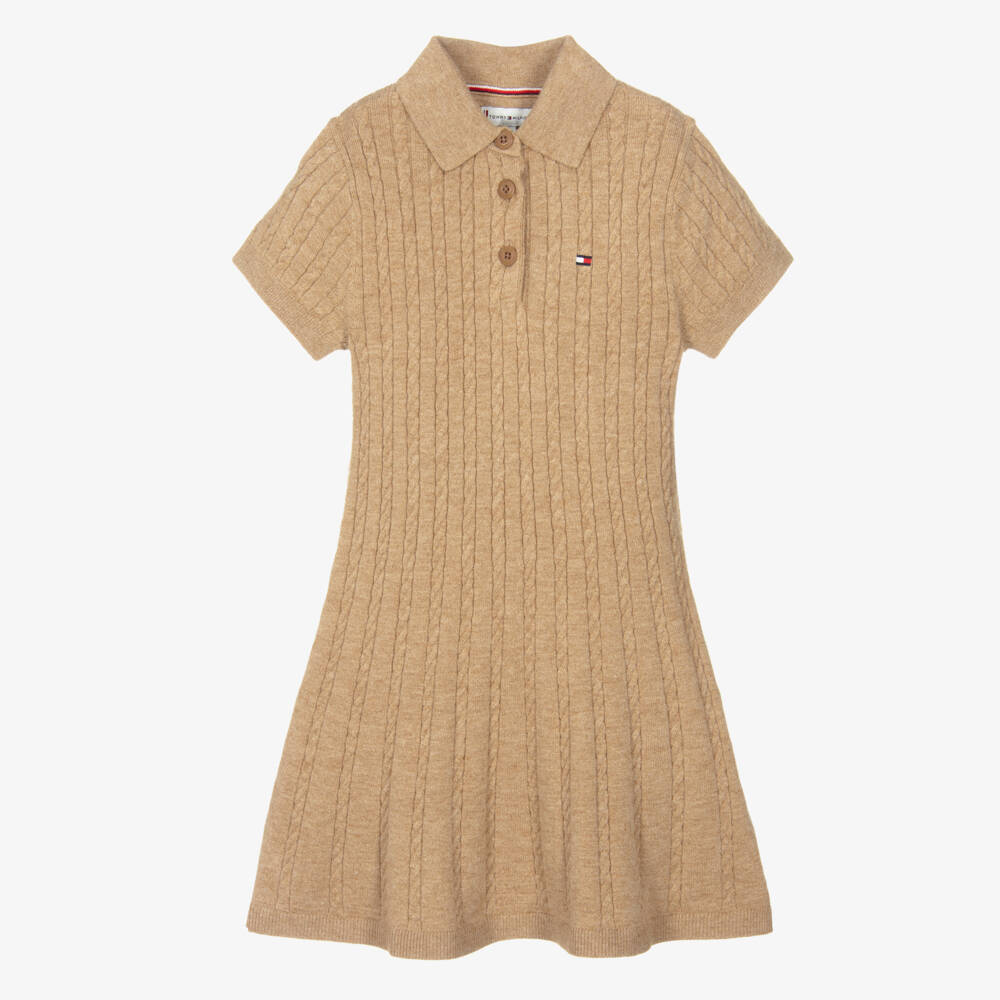 Tommy Hilfiger-Girls Soft Beige Knit Dress | Childrensalon Outlet