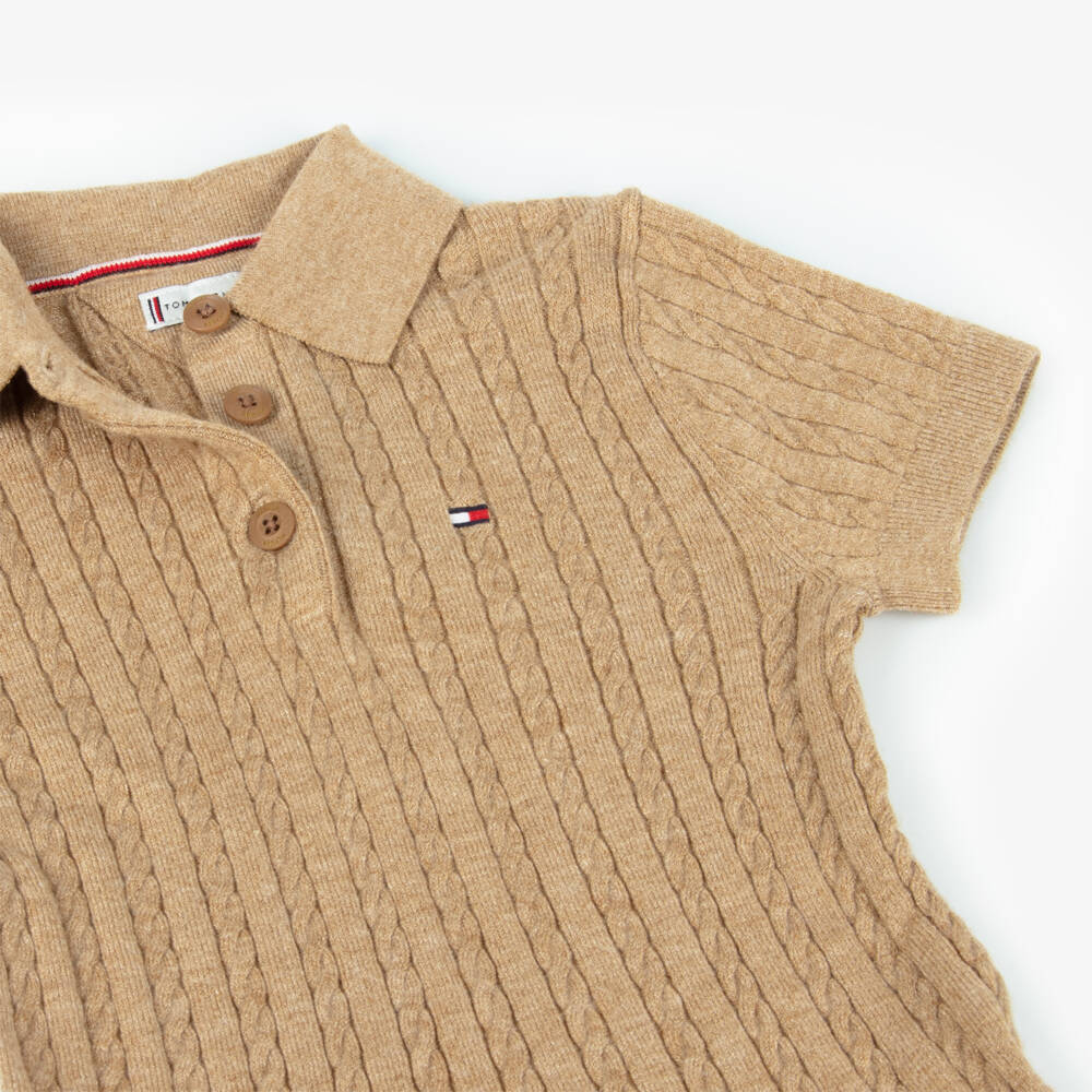 Tommy Hilfiger-Girls Soft Beige Knit Dress | Childrensalon Outlet