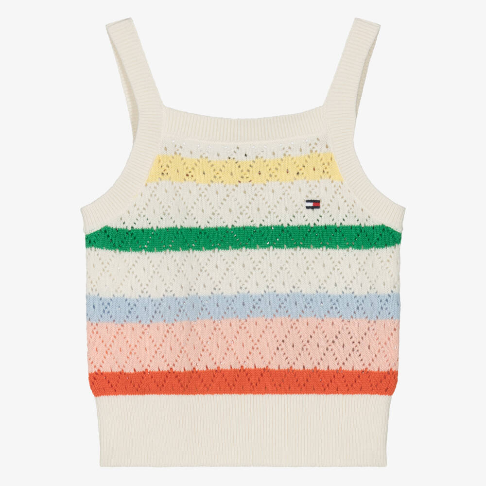Tommy Hilfiger-Мягкий кремовый вязаный топ в полоску для девочек | Childrensalon Outlet