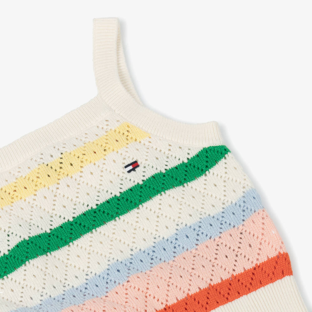 Tommy Hilfiger-Мягкий кремовый вязаный топ в полоску для девочек | Childrensalon Outlet