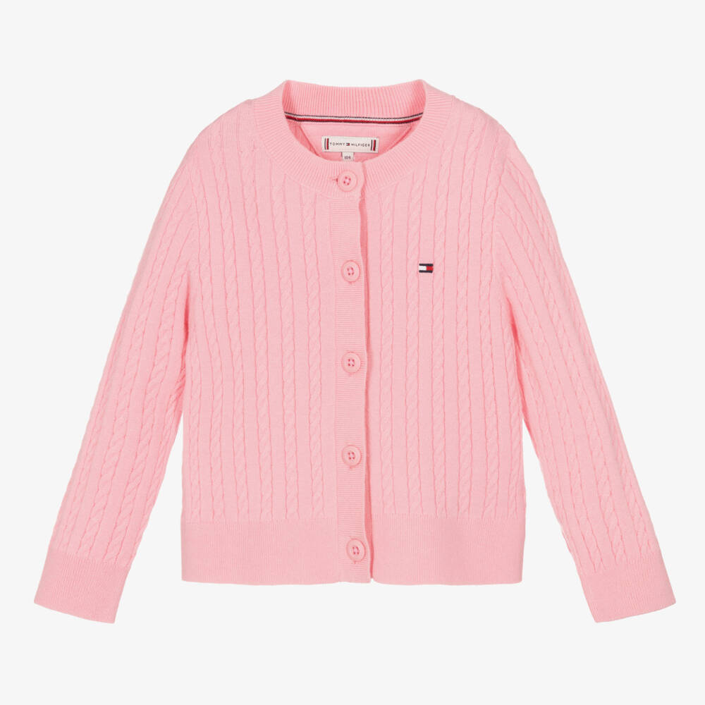 Tommy Hilfiger-Girls Soft Knit Pink Cardigan | Childrensalon Outlet