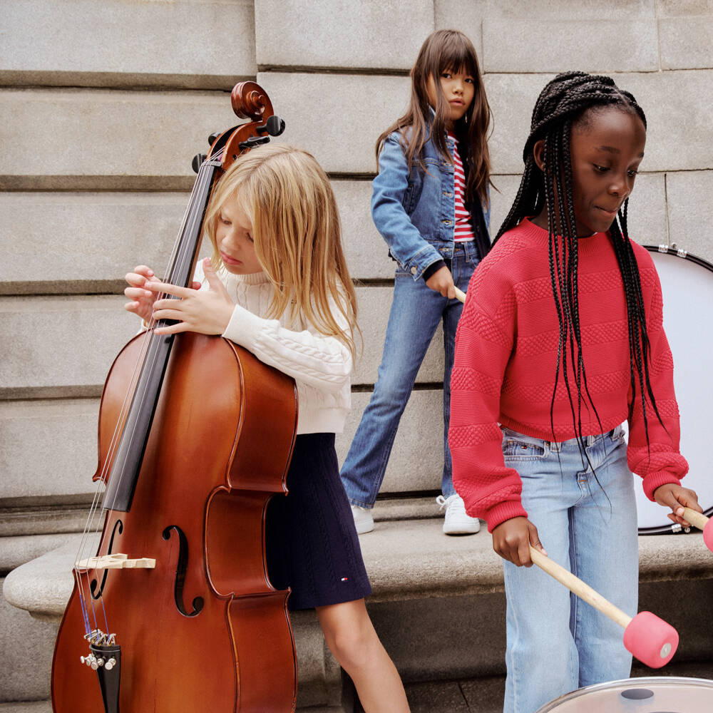 Tommy Hilfiger-تنورة ناعمة محبوكة باللون الكحلي للبنات | Childrensalon Outlet