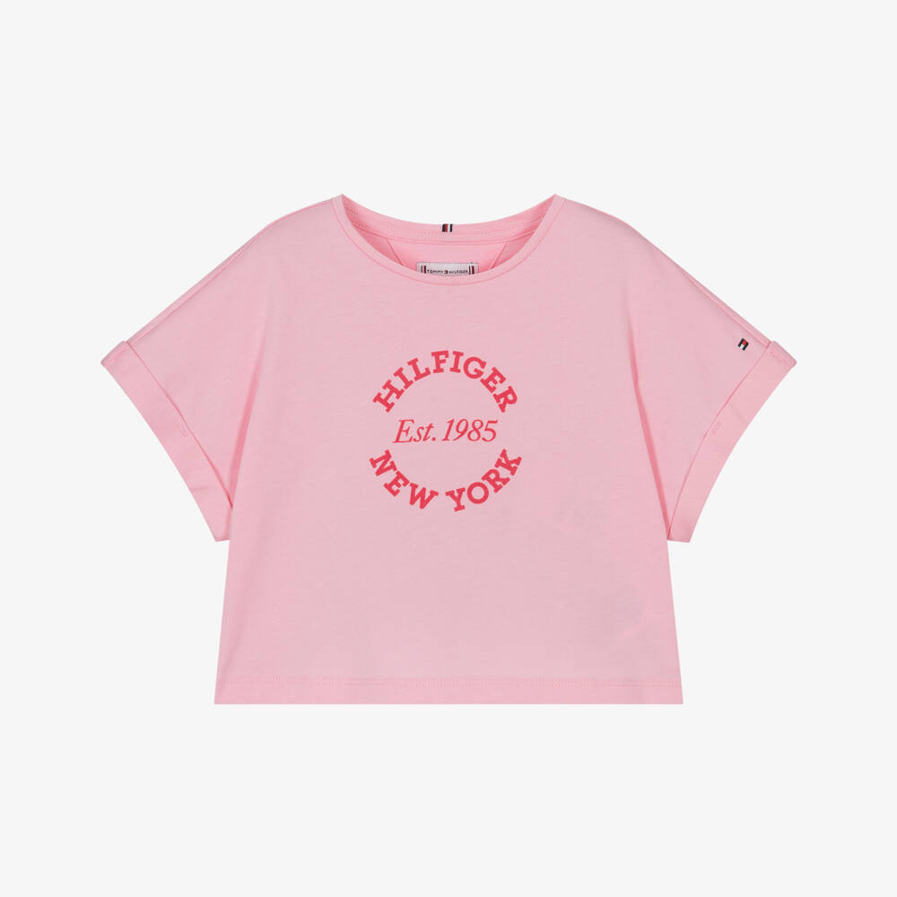 Tommy Hilfiger-تيشيرت قطني ناعم وردي للبنات | Childrensalon Outlet