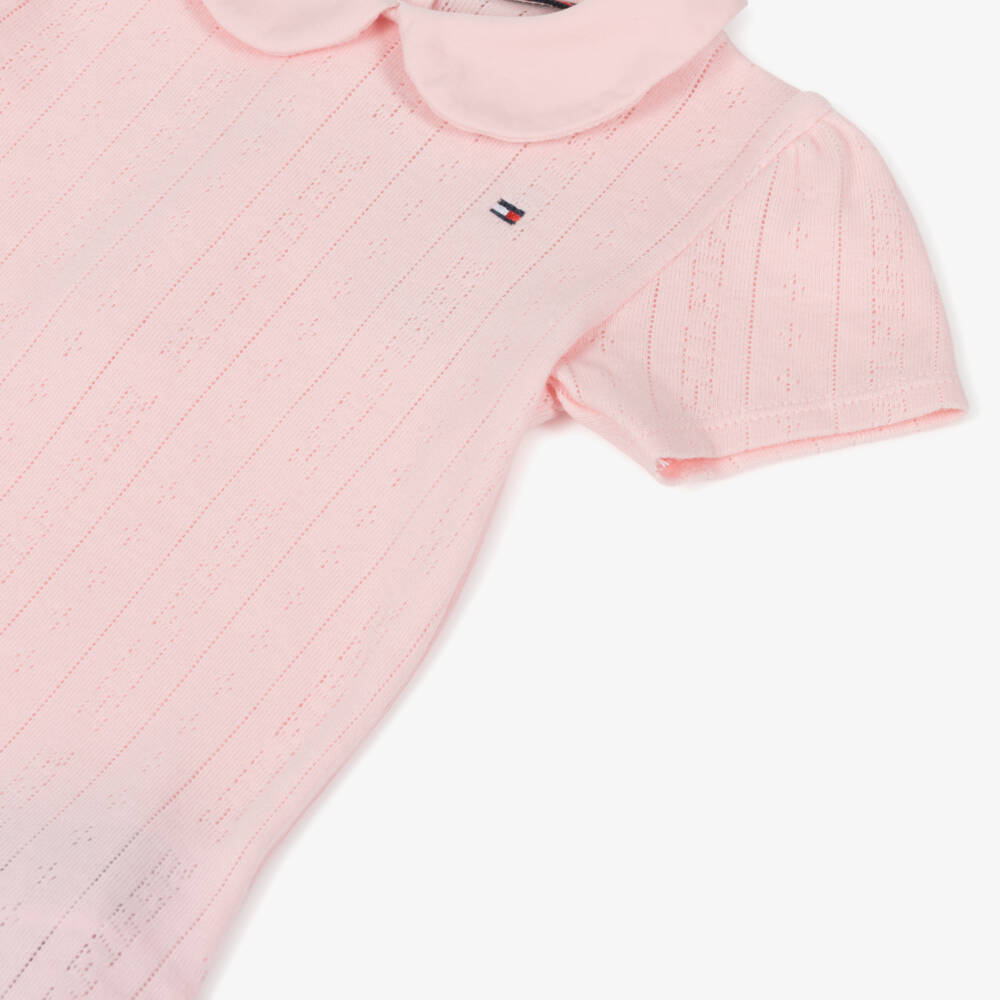 Tommy Hilfiger-Girls Soft Pink Pointelle Bodysuit | Childrensalon Outlet
