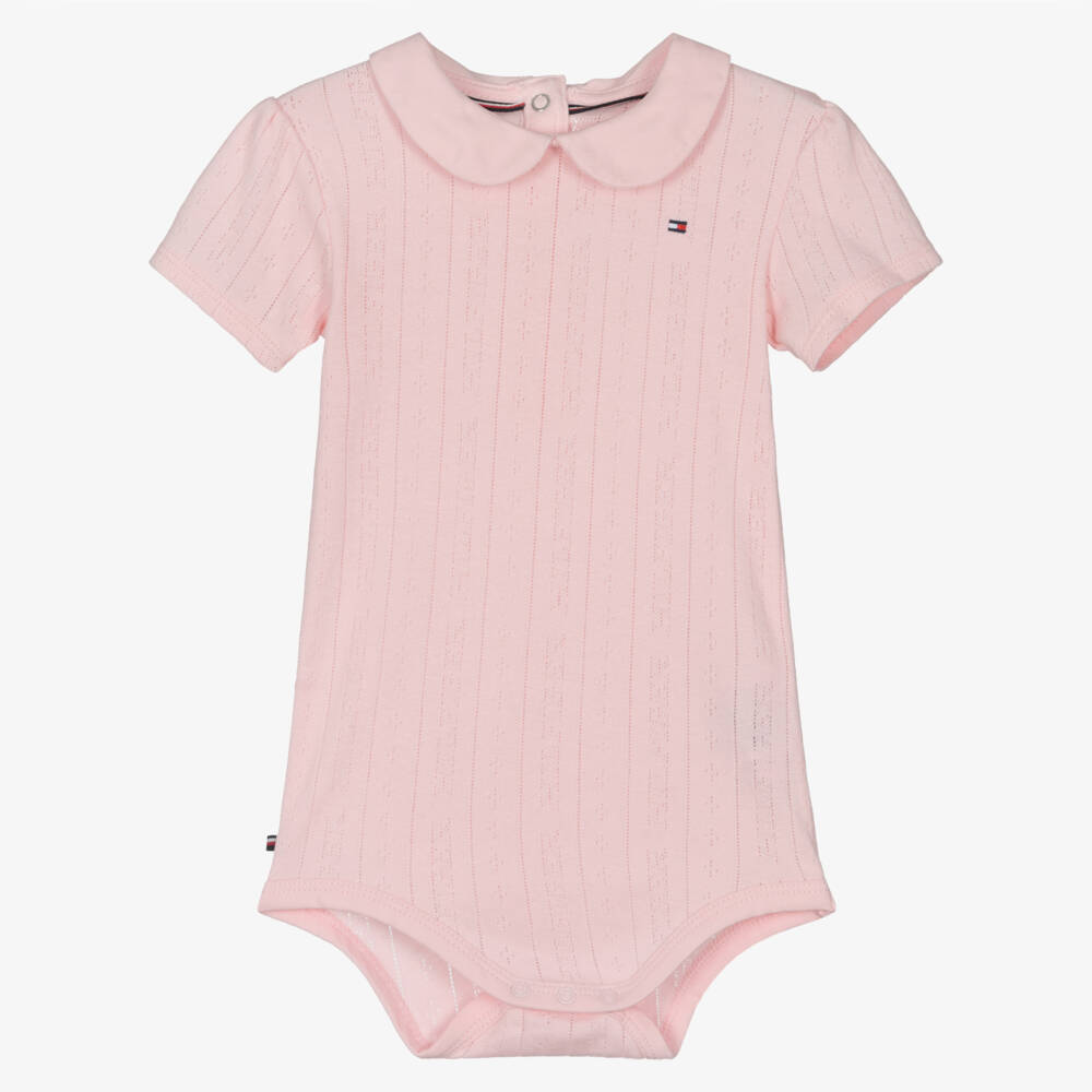 Tommy Hilfiger-Girls Soft Pink Pointelle Bodysuit | Childrensalon Outlet