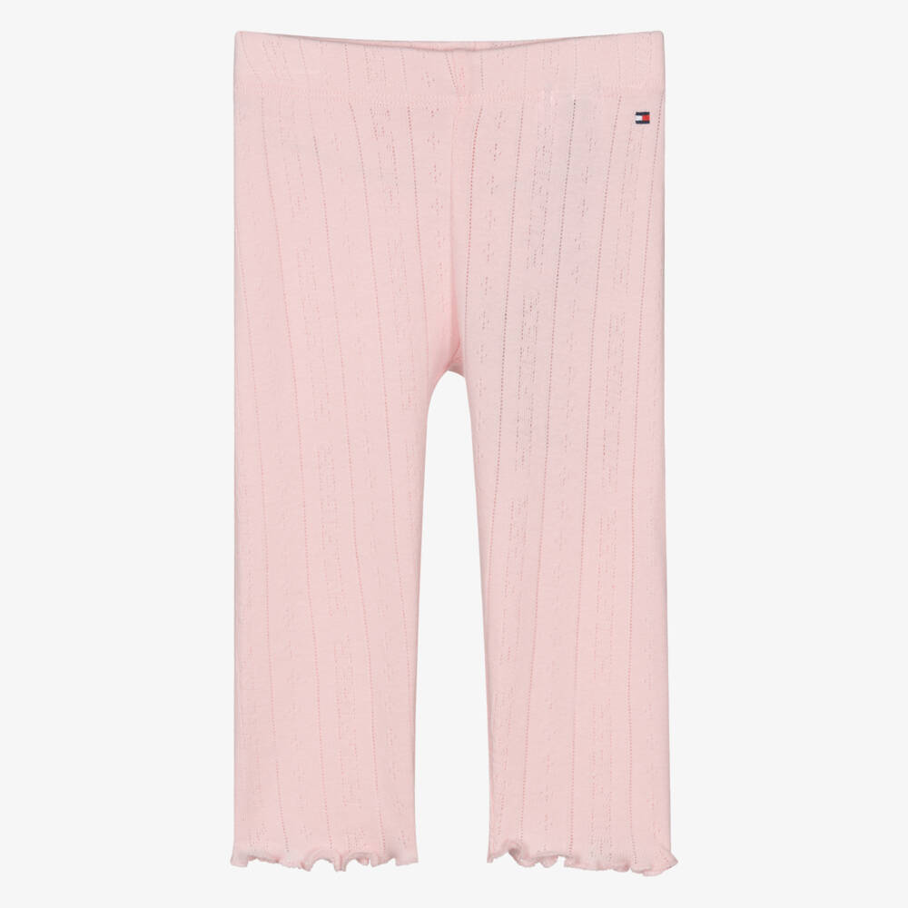 Tommy Hilfiger-Мягкие розовые леггинсы с ажурным узором для девочек | Childrensalon Outlet