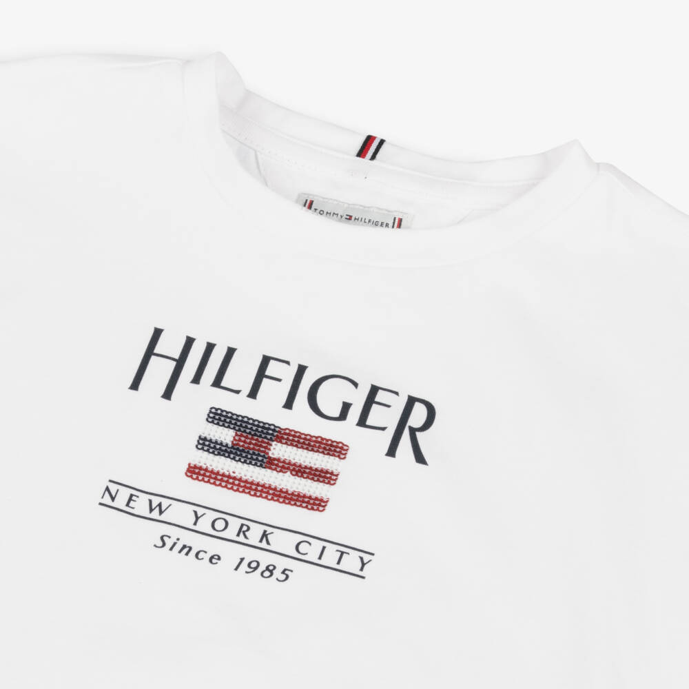 Tommy Hilfiger-Girls Sparkling Flag Cotton Tee | Childrensalon Outlet