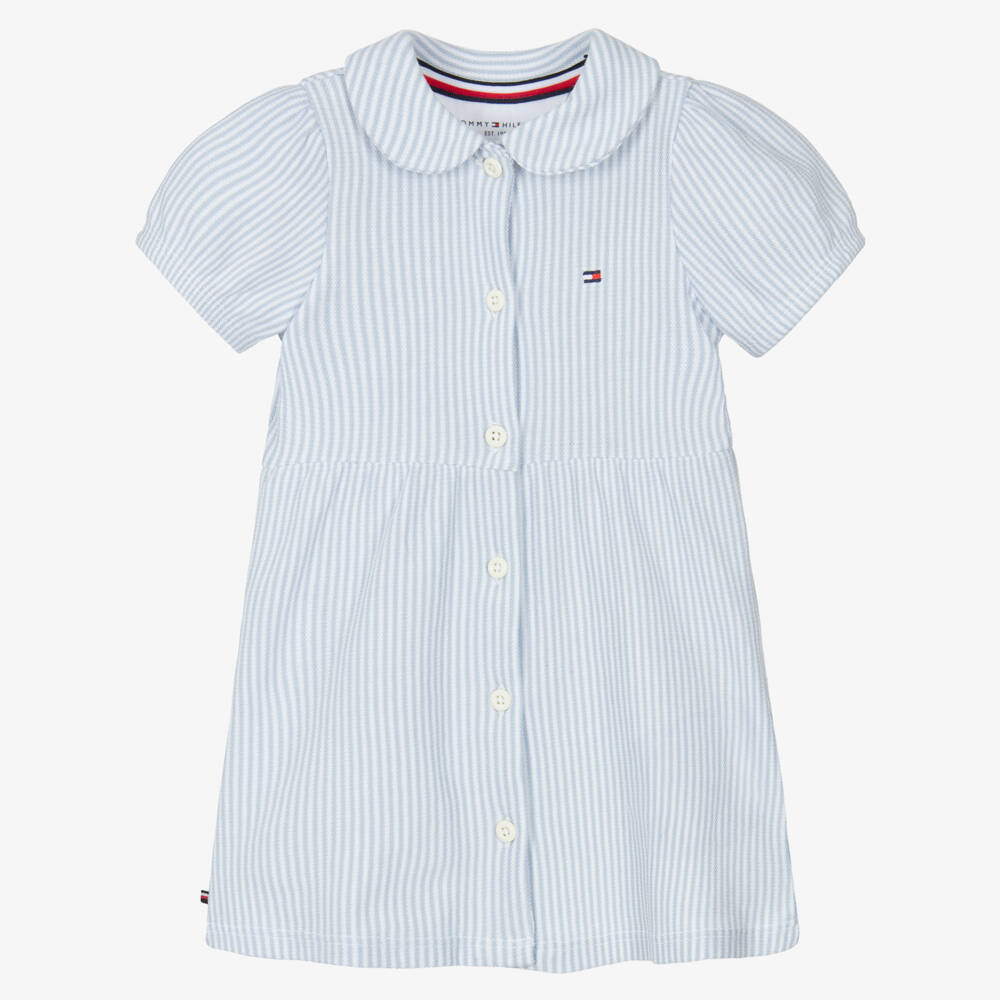 Tommy Hilfiger-Girls Striped Blue Cotton Dress | Childrensalon Outlet