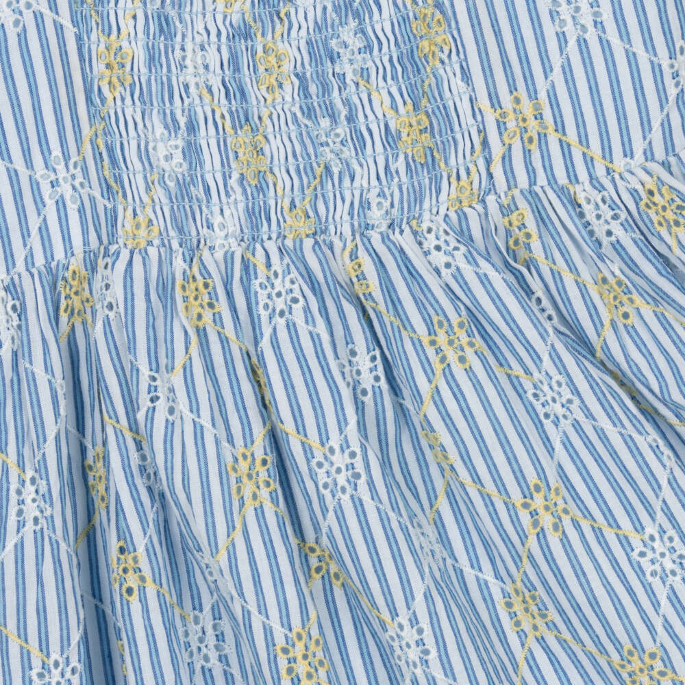 Tommy Hilfiger-Girls Striped Blue Cotton Frock | Childrensalon Outlet