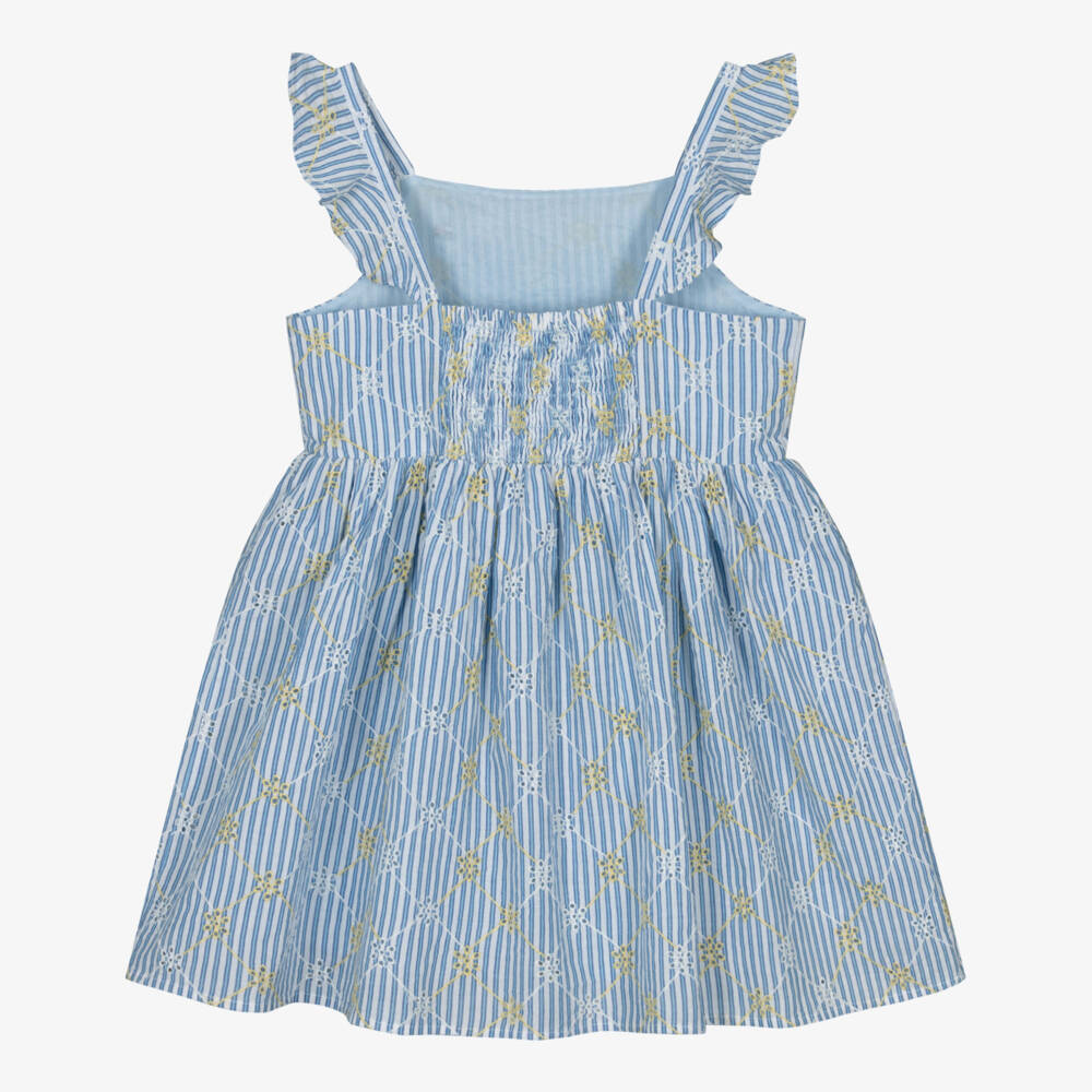 Tommy Hilfiger-Girls Striped Blue Cotton Frock | Childrensalon Outlet