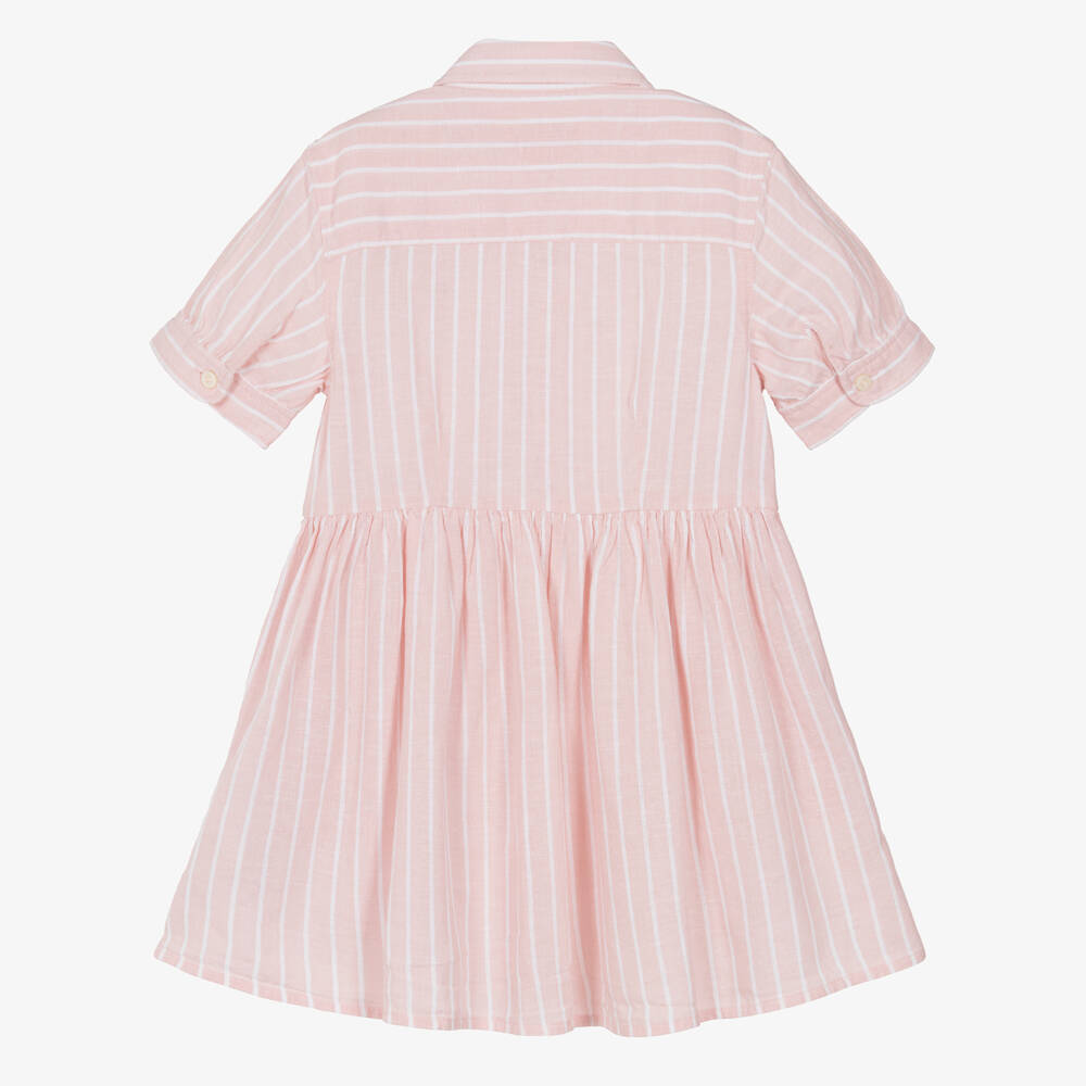 Tommy Hilfiger-Girls Striped Pink Shirt Dress | Childrensalon Outlet