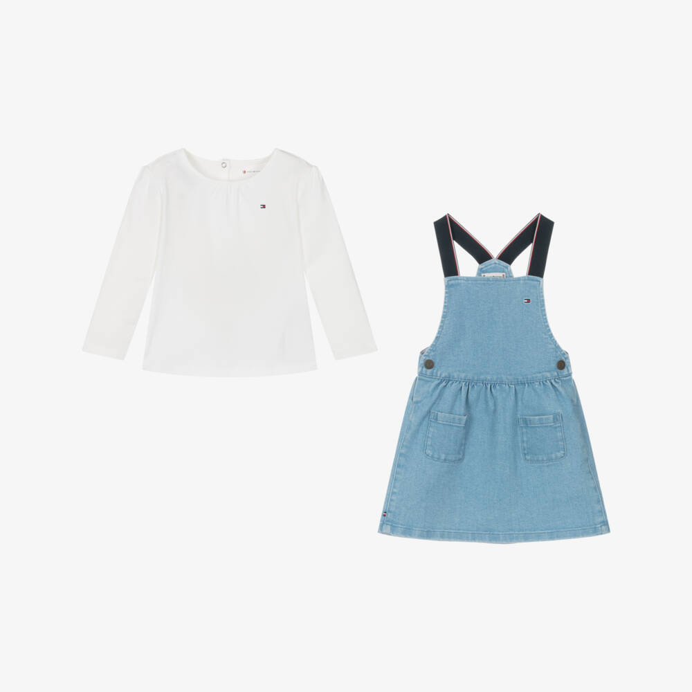 Tommy Hilfiger-Girls Timeless Denim Dungaree Ensemble | Childrensalon Outlet