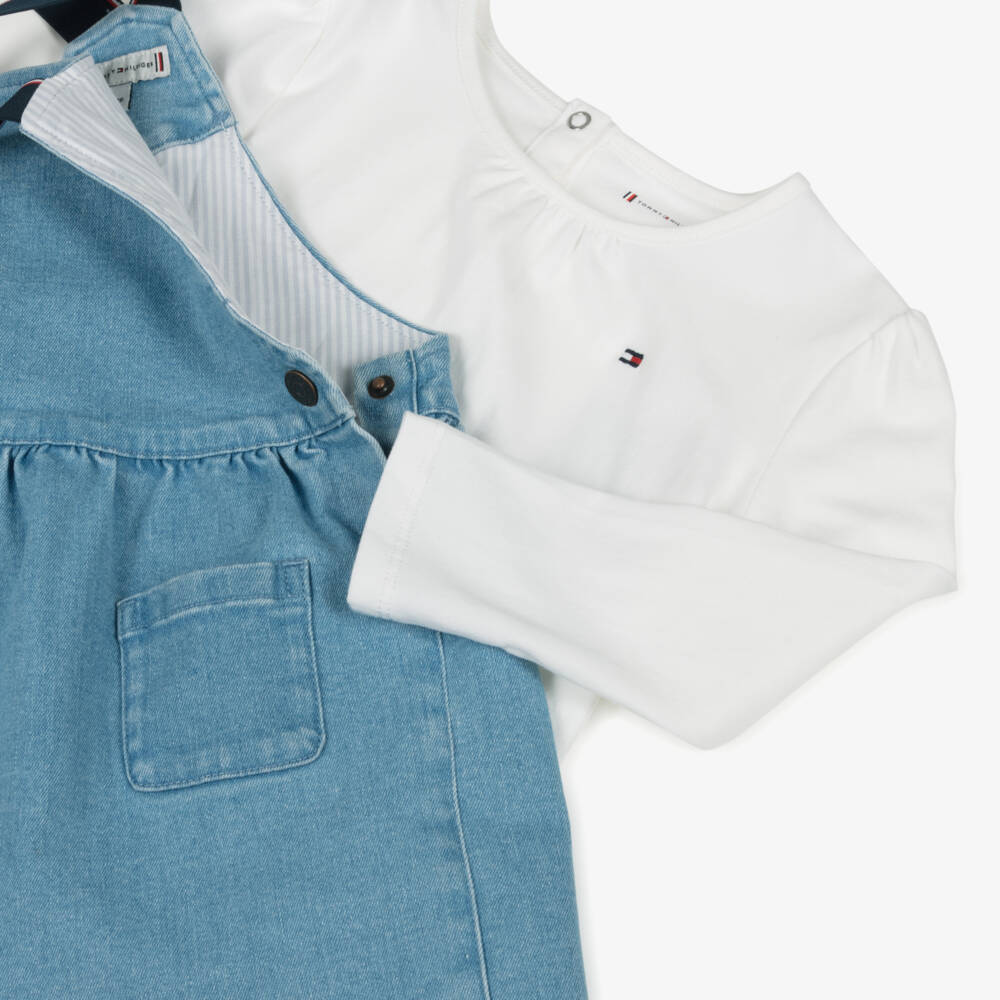 Tommy Hilfiger-Girls Timeless Denim Dungaree Ensemble | Childrensalon Outlet