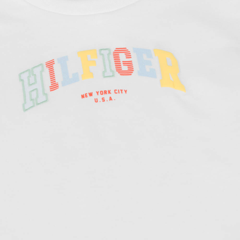 Tommy Hilfiger-Girls Vibrant Logo White Top | Childrensalon Outlet