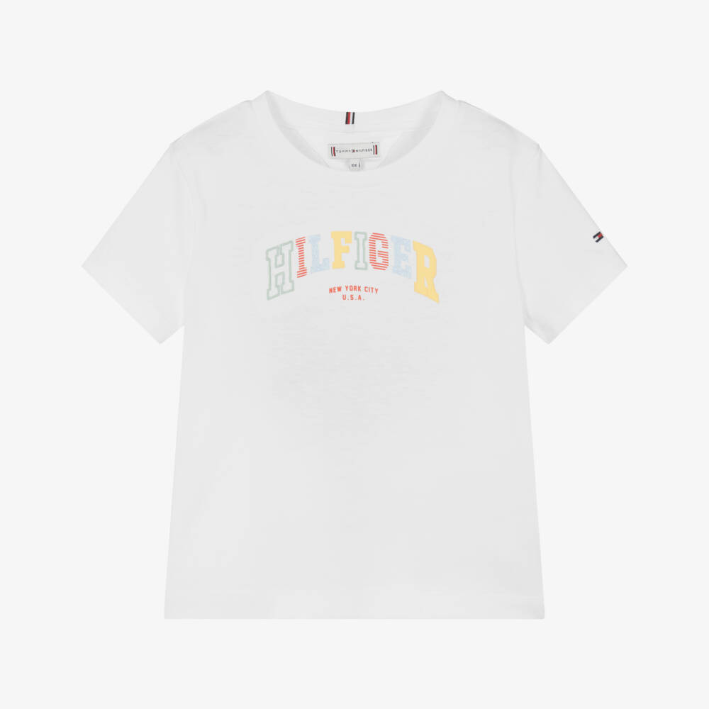 Tommy Hilfiger-Girls Vibrant Logo White Top | Childrensalon Outlet