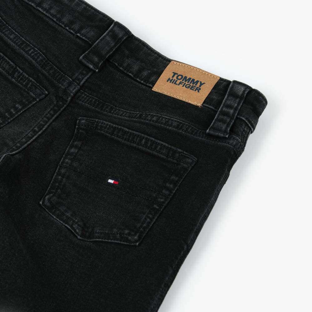 Tommy Hilfiger-Girls Washed Black Wide-Leg Jeans | Childrensalon Outlet