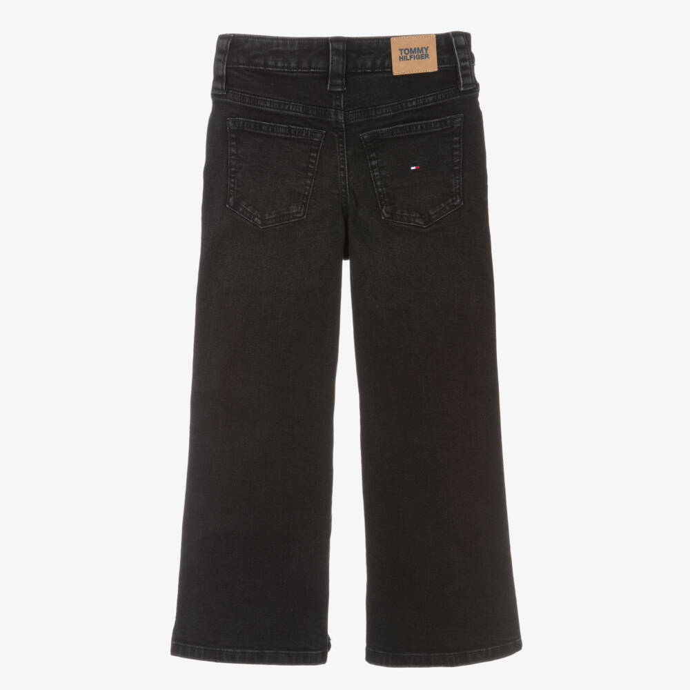 Tommy Hilfiger-Girls Washed Black Wide-Leg Jeans | Childrensalon Outlet