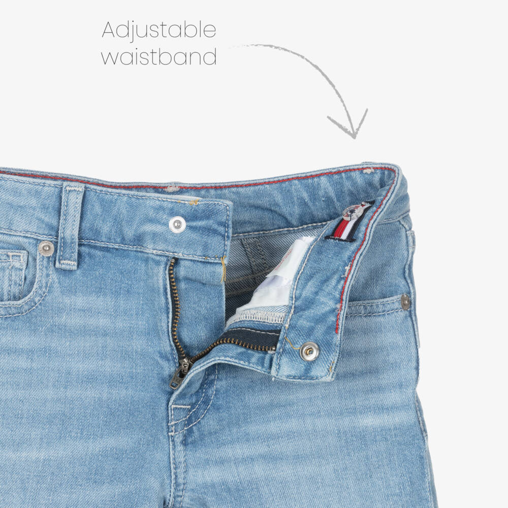 Tommy Hilfiger-Girls Washed Blue Denim Straight Fit Girlfriend Jeans | Childrensalon Outlet