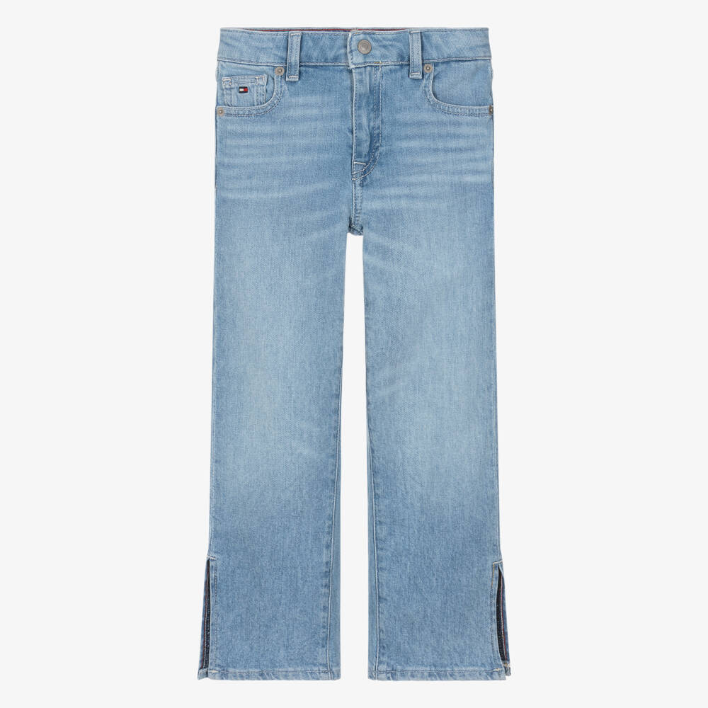Tommy Hilfiger-Girls Washed Blue Denim Straight Fit Girlfriend Jeans | Childrensalon Outlet