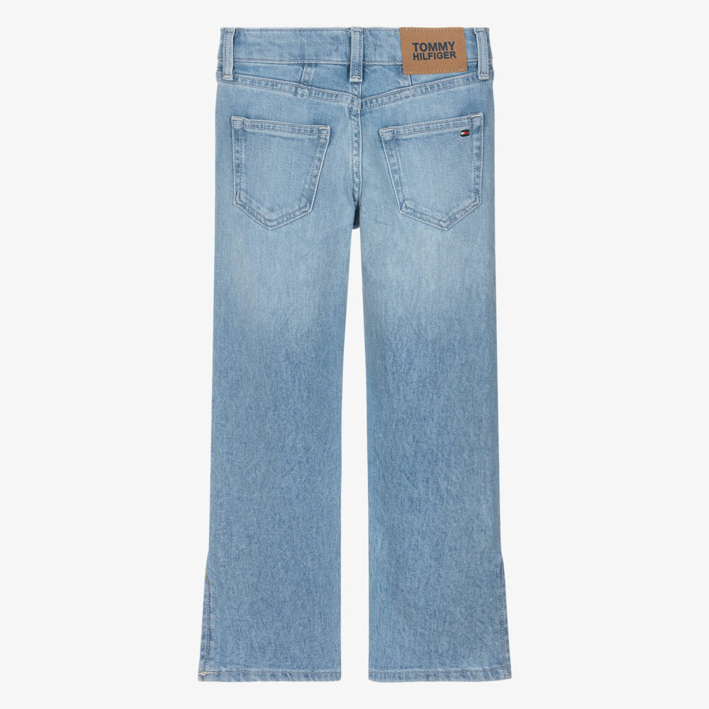 Tommy Hilfiger-Girls Washed Blue Denim Straight Fit Girlfriend Jeans | Childrensalon Outlet