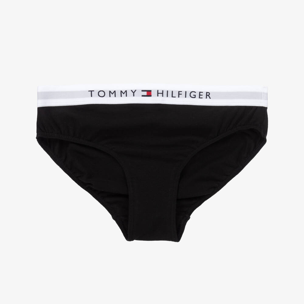 Tommy Hilfiger-Girls White & Black Cotton Knickers (2 Pack) | Childrensalon Outlet