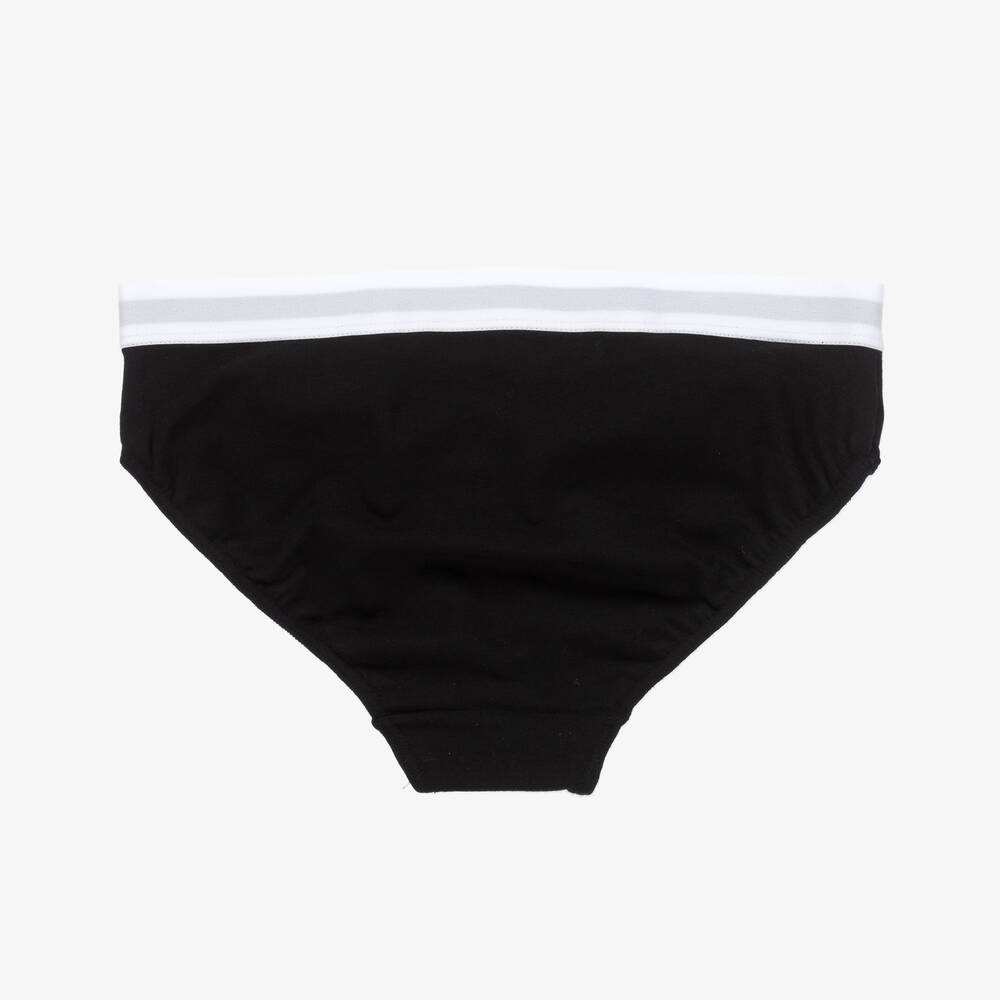 Tommy Hilfiger-Girls White & Black Cotton Knickers (2 Pack) | Childrensalon Outlet