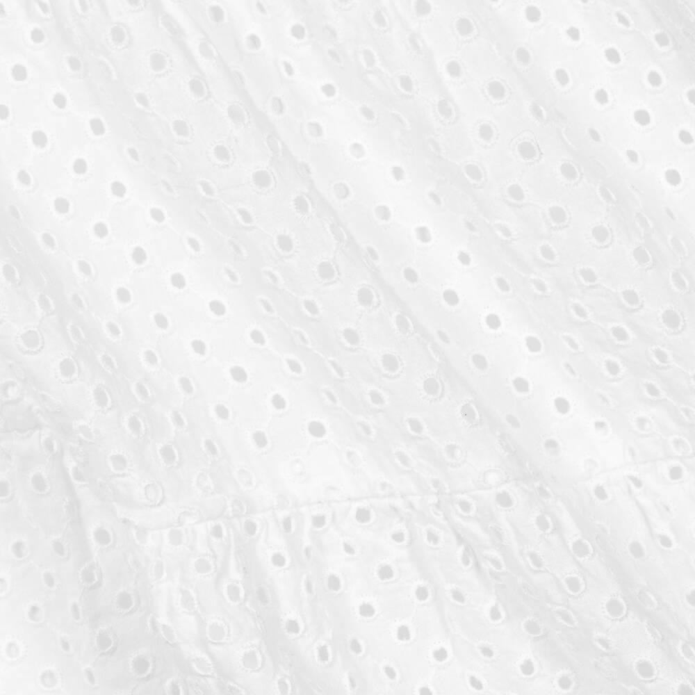 Tommy Hilfiger-Girls White Cotton Broderie Anglaise Dress | Childrensalon Outlet