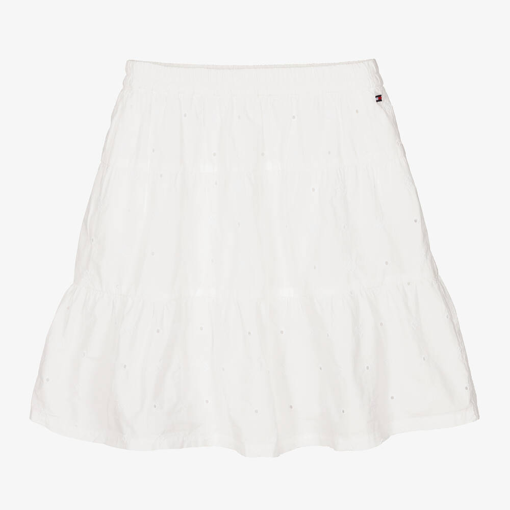 Tommy Hilfiger - Jupe blanche brodée en coton fille | Childrensalon