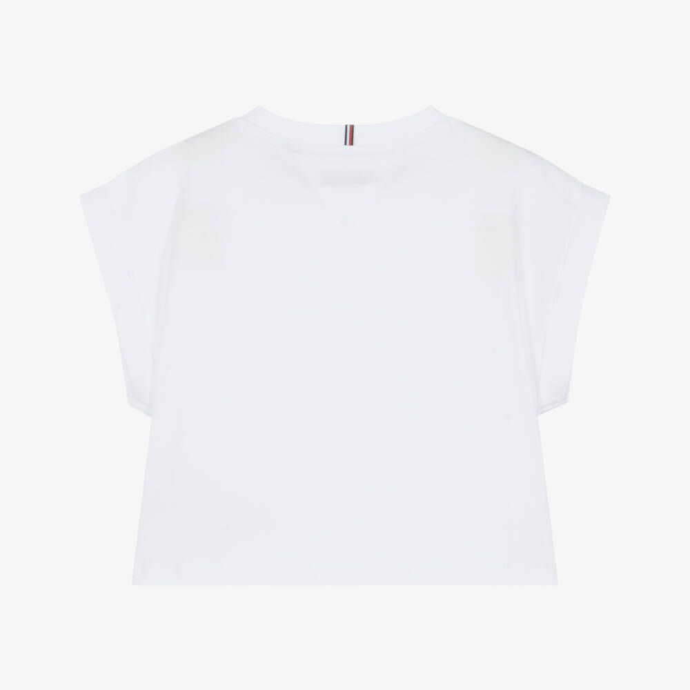 Tommy Hilfiger-Girls White Cotton Floral Logo T-Shirt | Childrensalon Outlet