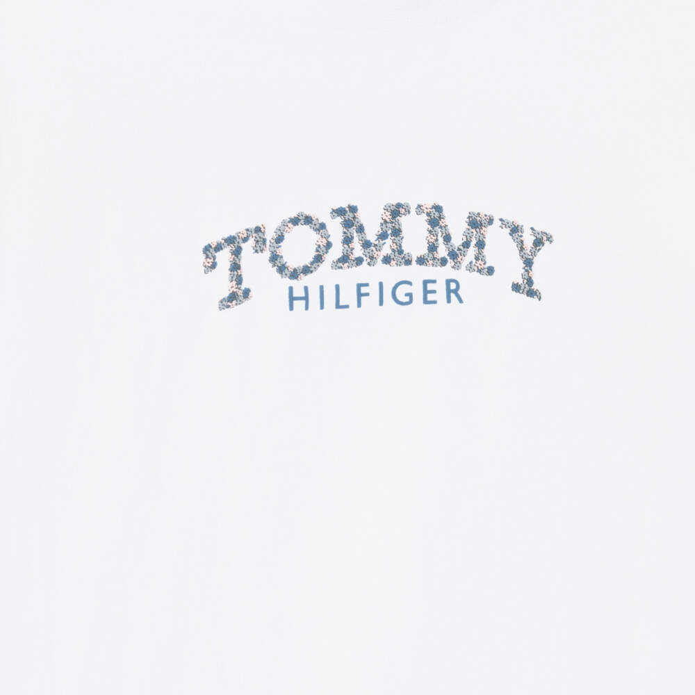 Tommy Hilfiger-Girls White Cotton Floral Logo T-Shirt | Childrensalon Outlet