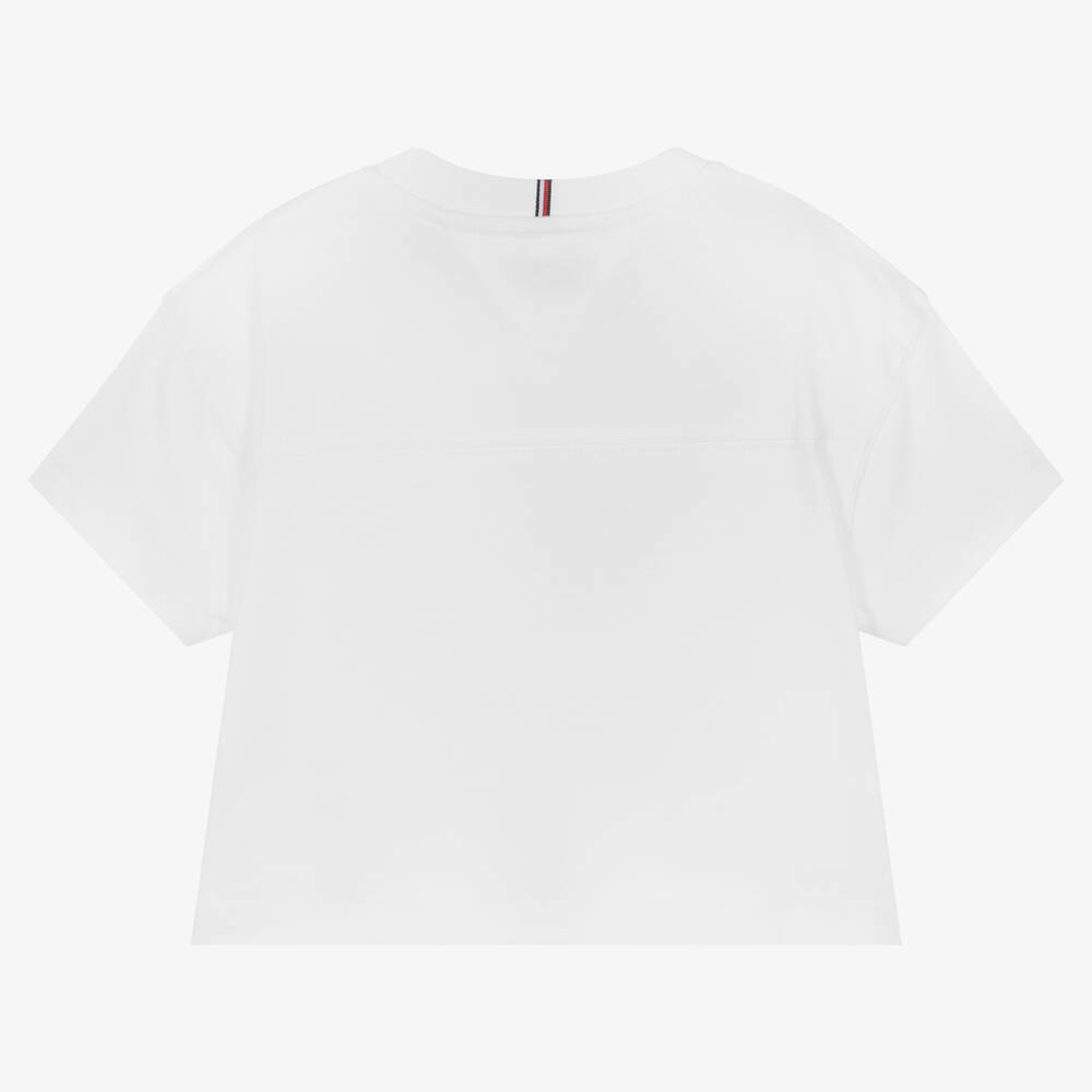 Tommy Hilfiger-Girls White Cotton Jersey T-Shirt | Childrensalon Outlet