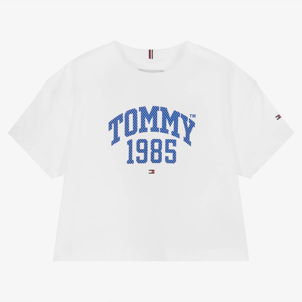 Tommy Hilfiger - Girls White Cotton Jersey T-Shirt | Childrensalon