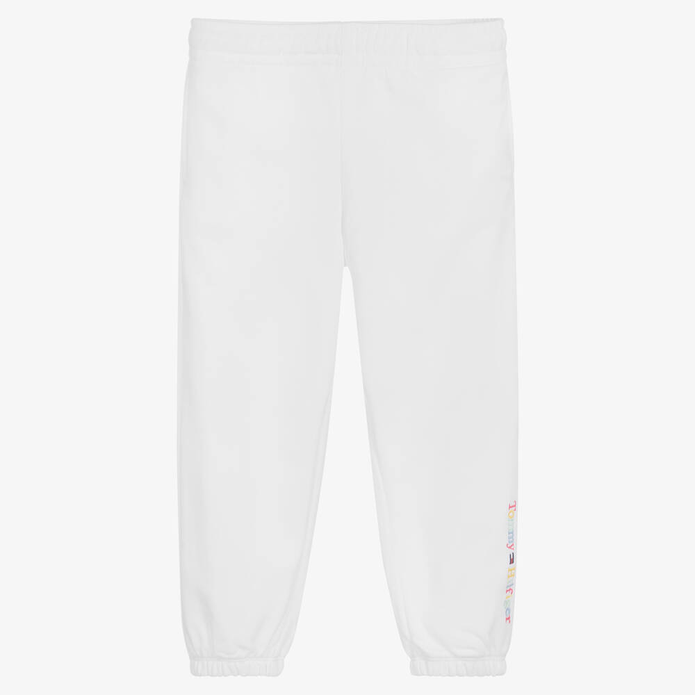 Tommy Hilfiger-Girls White Cotton Logo Joggers | Childrensalon Outlet