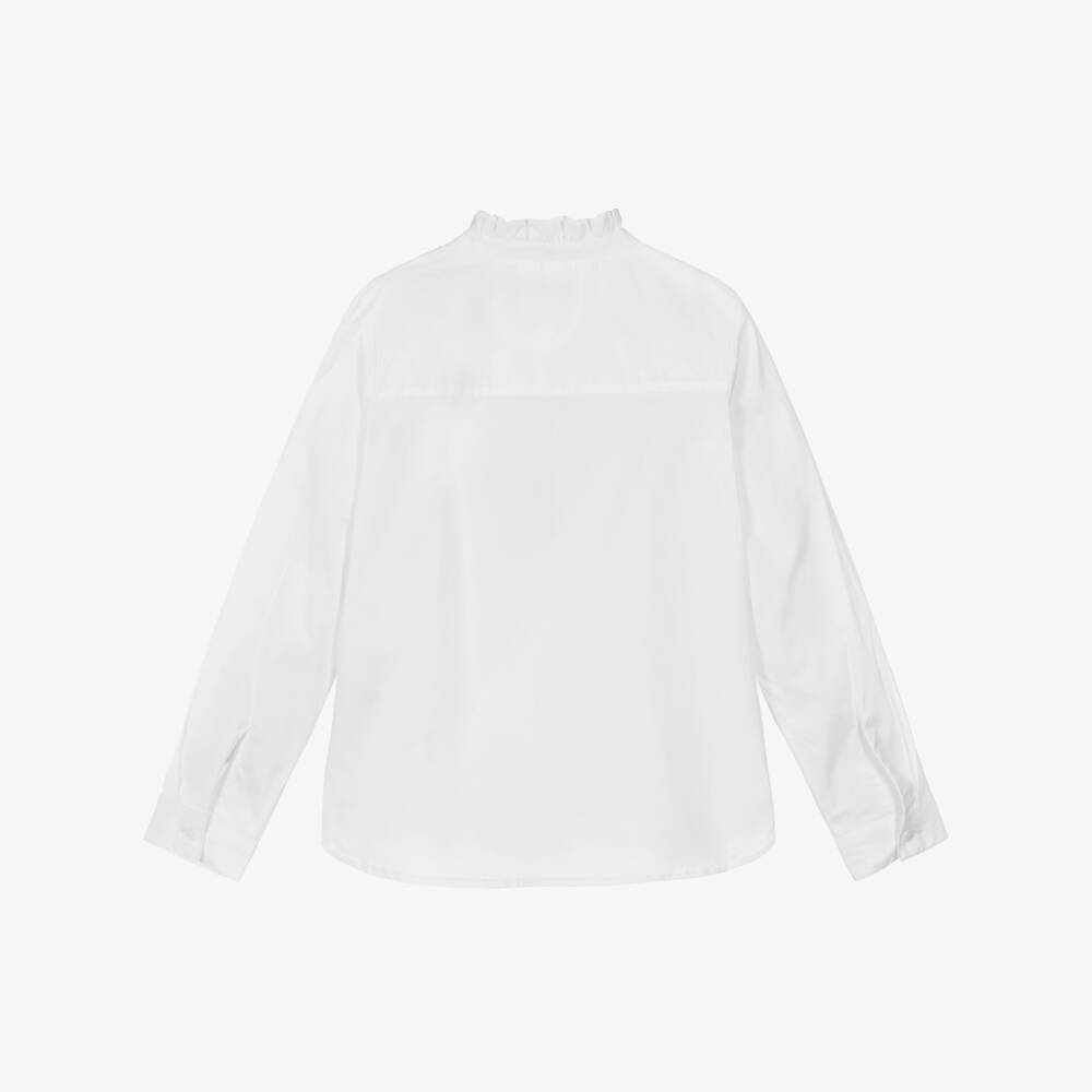 Tommy Hilfiger-Girls White Cotton Ruffle Collar Blouse | Childrensalon Outlet