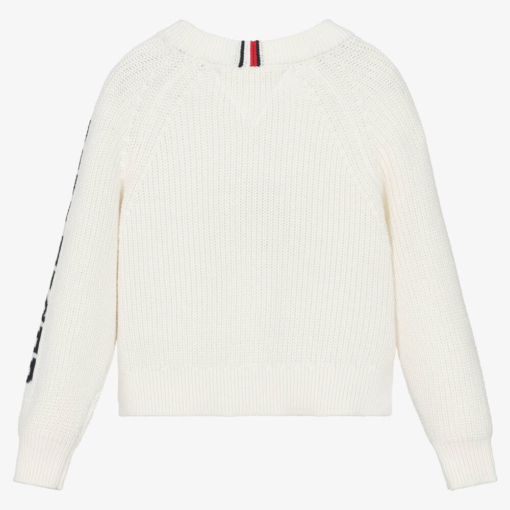 Tommy Hilfiger-بلوفر قطن محبوك لون أبيض للبنات | Childrensalon Outlet